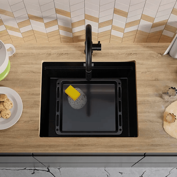 Кухонная мойка PRIMAGRAN PRAGUE 60 Level Undermount 47 x 46 / Гранит / Черный photo 2