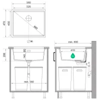 Chiuvetă PRIMAGRAN PRAGUE 60 Level Undermount 47 x 46 / Granit / Gray photo 6