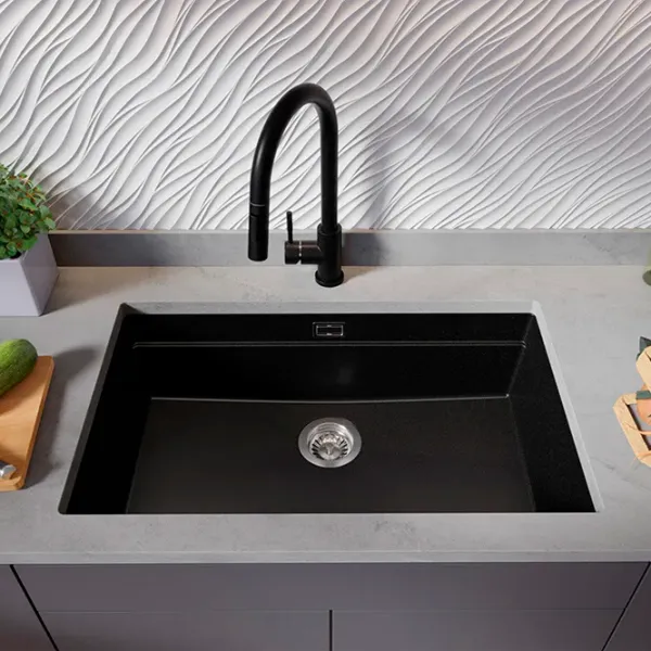 Кухонная мойка PRIMAGRAN PRAGUE 80 Level Undermount 47 x 76 / Гранит / Черный photo 5