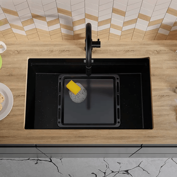 Кухонная мойка PRIMAGRAN PRAGUE 80 Level Undermount 47 x 76 / Гранит / Черный металлик photo 2