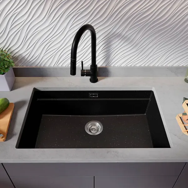 Кухонная мойка PRIMAGRAN PRAGUE 80 Level Undermount 47 x 76 / Гранит / Черный металлик photo 4