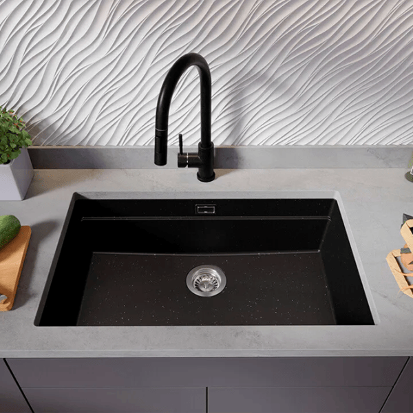 Кухонная мойка PRIMAGRAN PRAGUE 80 Level Undermount 47 x 76 / Гранит / Черный металлик photo 4