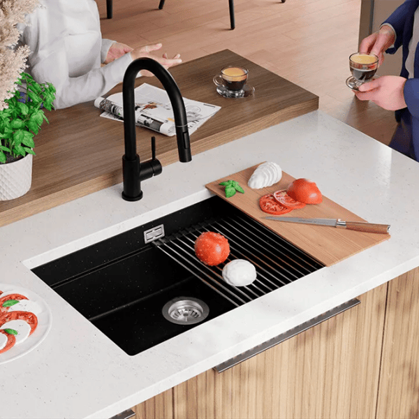 Кухонная мойка PRIMAGRAN PRAGUE 80 Level Undermount 47 x 76 / Гранит / Черный металлик photo 5