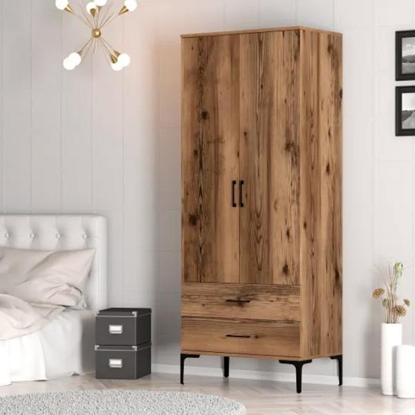 Dulap pentru haine Trendy Kumsal T 80 x 47.5 x 201.4 / PAL melaminat / Walnut photo 5