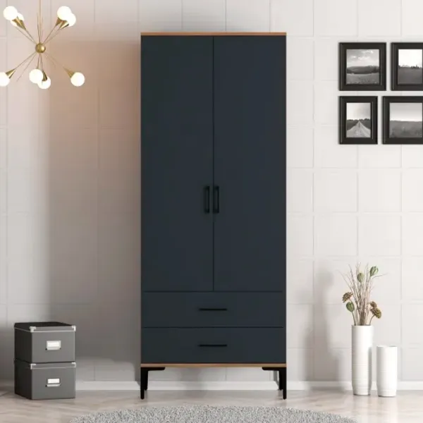 Dulap pentru haine Trendy Kumsal T 80 x 47.5 x 201.4 / PAL melaminat / Walnut photo 3