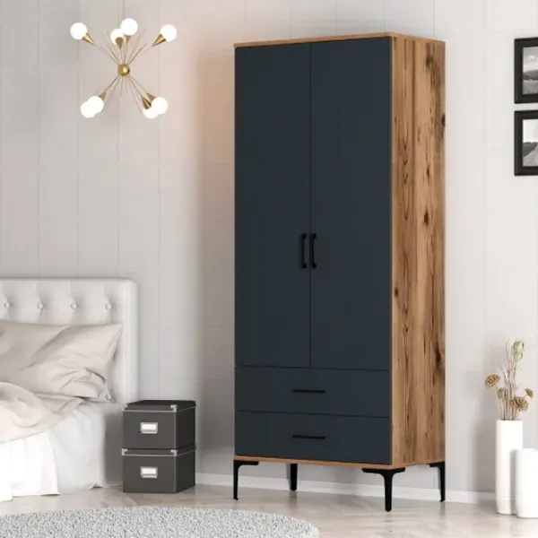 Dulap pentru haine Trendy Kumsal T 80 x 47.5 x 201.4 / PAL melaminat / Walnut photo 5