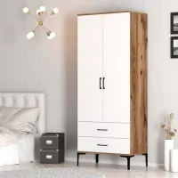 Dulap pentru haine Trendy Kumsal T 80 x 47.5 x 201.4 / PAL melaminat / Walnut photo 4