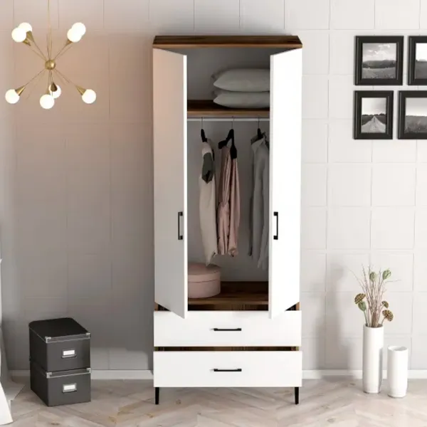 Dulap pentru haine Trendy Kumsal T 80 x 47.5 x 201.4 / PAL melaminat / Walnut photo 5