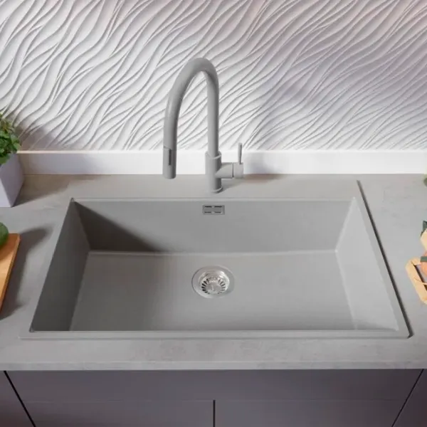 Кухонная мойка PRIMAGRAN OSLO 80 Top 53 x 78 / Гранит / Серый photo 6