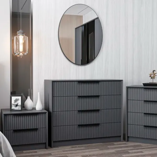 Comodă Trendy Kale Luxe 85 x 45 x 100 / Lemn / Antracit photo 3