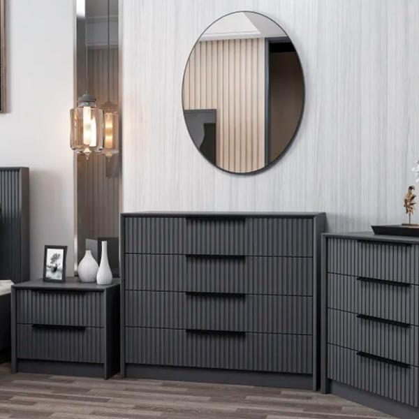Comodă Trendy Kale Luxe 85 x 45 x 100 / Lemn / Antracit photo 4