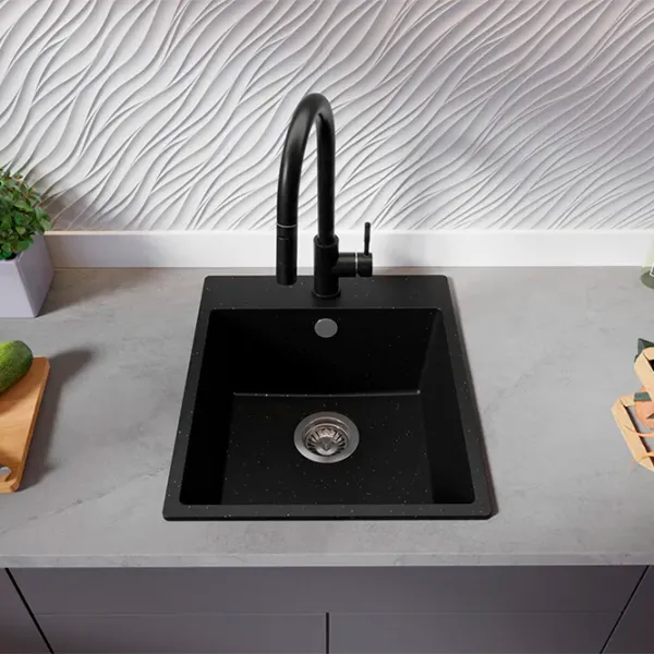 Кухонная мойка PRIMAGRAN RIGA 45 50 x 43 / Гранит / Черный металлик photo 5