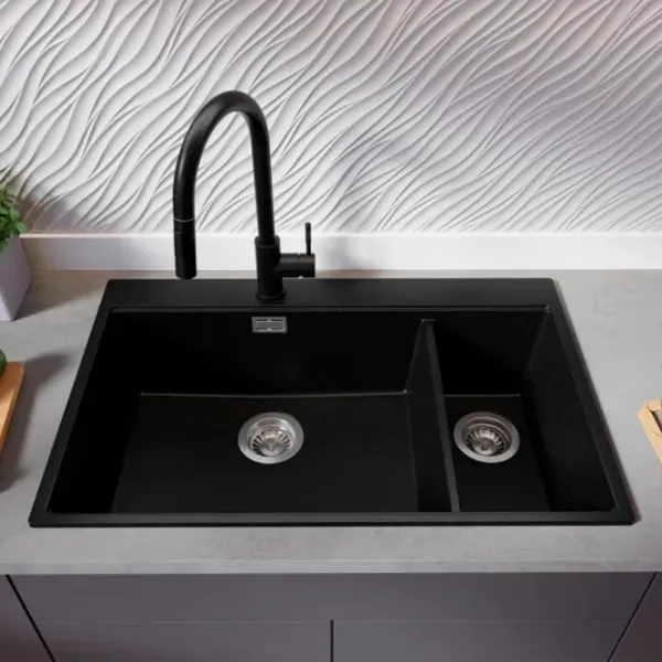 Кухонная мойка PRIMAGRAN OSLO 80 Duo Top 53 x 78 / Гранит / Черный photo 6
