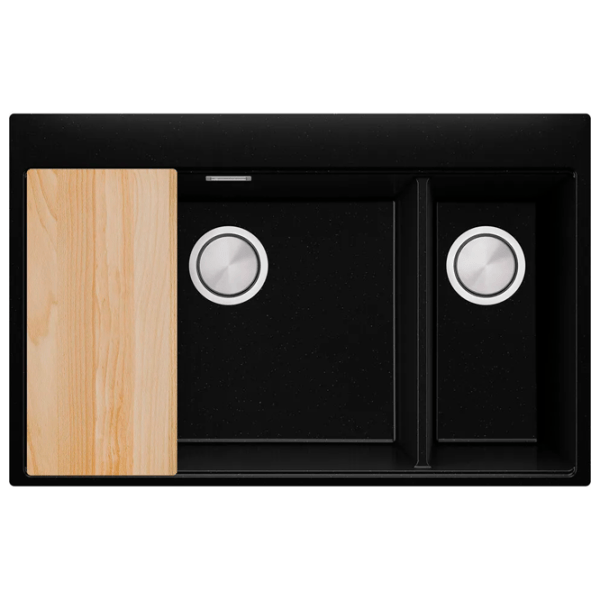 Кухонная мойка PRIMAGRAN OSLO 80 Duo Top 53 x 78 / Гранит / Черный металлик photo 2