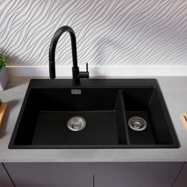 Кухонная мойка PRIMAGRAN OSLO 80 Duo Top 53 x 78 / Гранит / Черный металлик photo 6