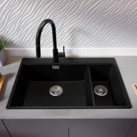 Chiuvetă PRIMAGRAN OSLO 80 Duo Top 53 x 78 / Granit / Black Metalic photo 6