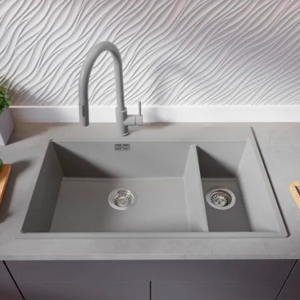 Кухонная мойка PRIMAGRAN OSLO 80 Duo Top 53 x 78 / Гранит / Серый photo 6