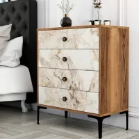 Comodă Trendy Lizbon 90.7 x 76 x 40 / PAL / Marmura White photo 2