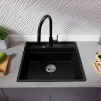 Chiuvetă PRIMAGRAN OSLO 60 Pocket Multilevel 53 x 58 / Granit / Black Metalic photo 3