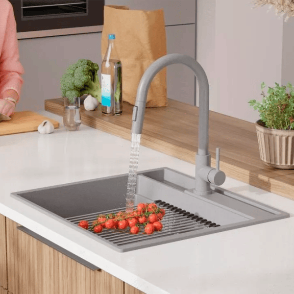 Кухонная мойка PRIMAGRAN OSLO 60 Pocket Multilevel 53 x 58 / Гранит / Серый photo 8