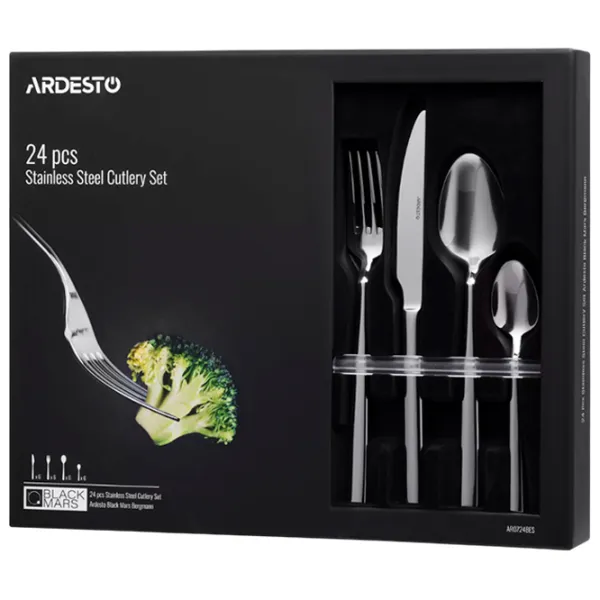 Set tacâmuri Ardesto AR0724BES Oțel inoxidabil / 24 photo 1