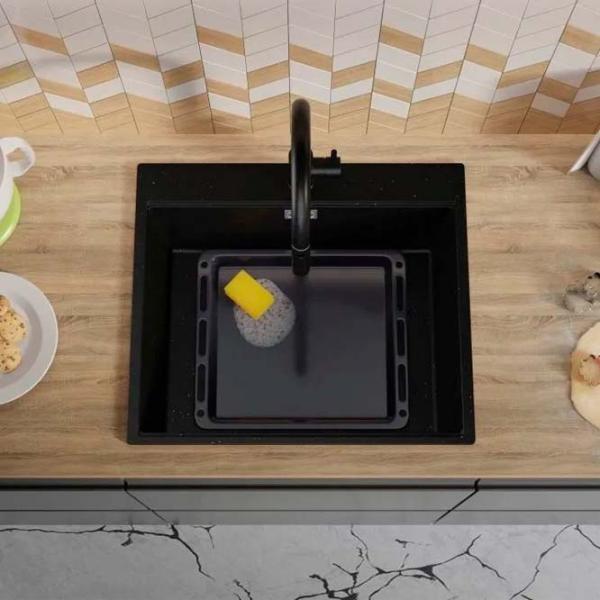 Кухонная мойка PRIMAGRAN OSLO 60 Top 53 x 58 / Гранит / Черный photo 2