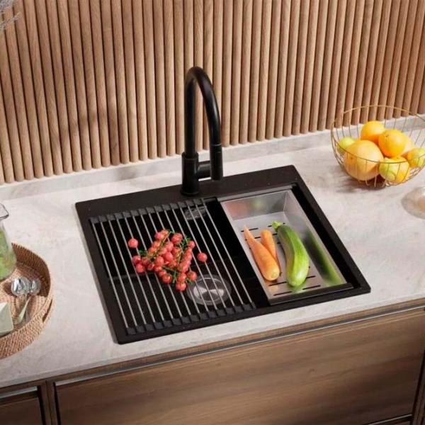 Кухонная мойка PRIMAGRAN OSLO 60 Top 53 x 58 / Гранит / Черный photo 5