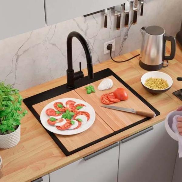 Кухонная мойка PRIMAGRAN OSLO 60 Top 53 x 58 / Гранит / Черный photo 9