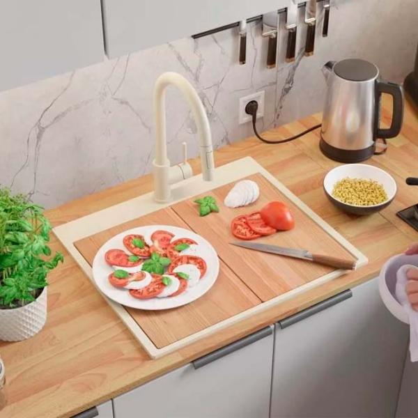 Кухонная мойка PRIMAGRAN OSLO 60 Top 53 x 58 / Гранит / Бежевый photo 8