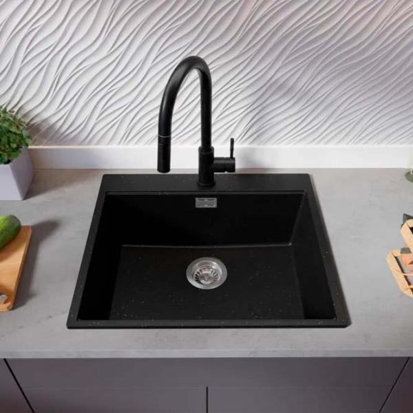 Кухонная мойка PRIMAGRAN OSLO 60 Top 53 x 58 / Гранит / Черный металлик photo 6