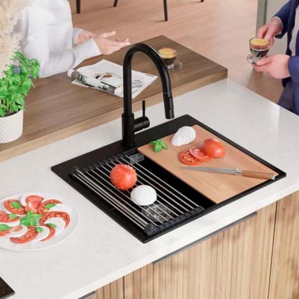 Кухонная мойка PRIMAGRAN OSLO 60 Top 53 x 58 / Гранит / Черный металлик photo 7