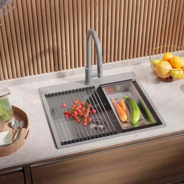 Кухонная мойка PRIMAGRAN OSLO 60 Top 53 x 58 / Гранит / Серый photo 5