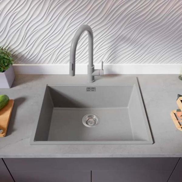 Кухонная мойка PRIMAGRAN OSLO 60 Top 53 x 58 / Гранит / Серый photo 7