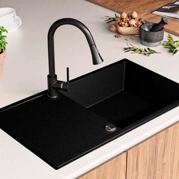 Кухонная мойка PRIMAGRAN IBIZA 900-60 50 x 90 / Гранит / Черный photo 2