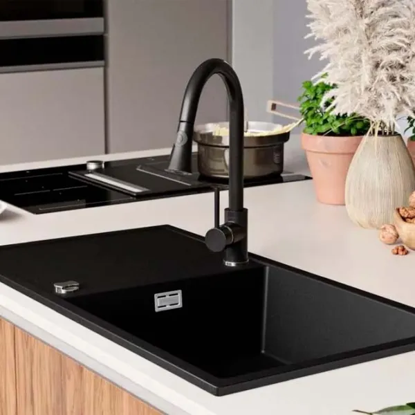 Кухонная мойка PRIMAGRAN IBIZA 900-60 50 x 90 / Гранит / Черный photo 5