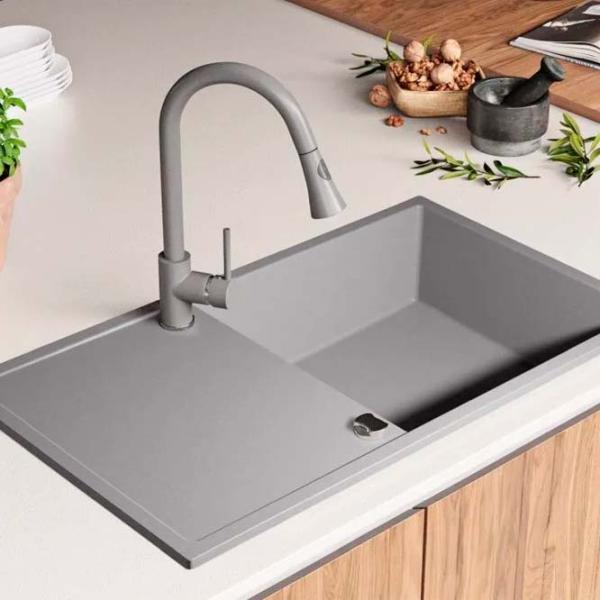 Кухонная мойка PRIMAGRAN IBIZA 900-60 50 x 90 / Гранит / Серый photo 3
