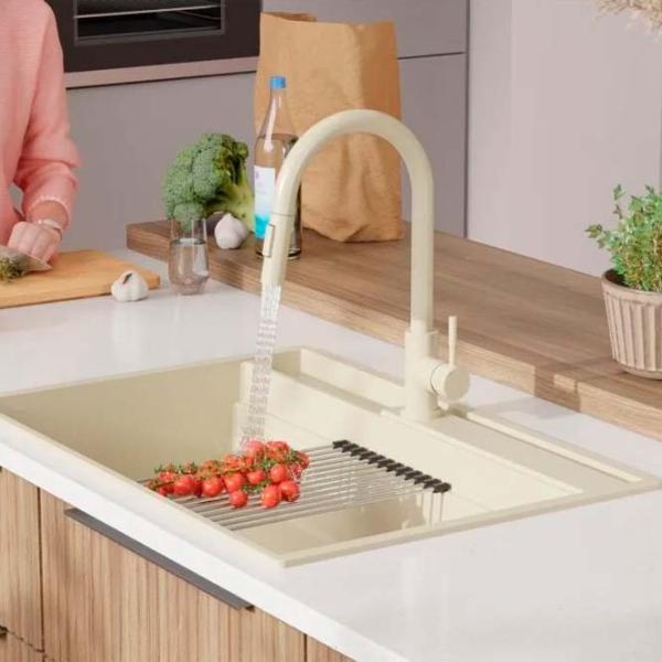 Кухонная мойка PRIMAGRAN OSLO 80 Pocket Multilevel 53 x 78 / Гранит / Бежевый photo 8