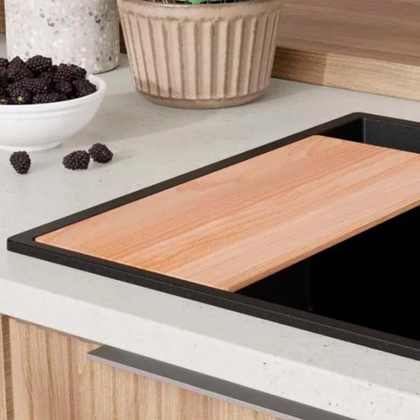 Кухонная мойка PRIMAGRAN OSLO 80 Pocket Multilevel 53 x 78 / Гранит / Черный металлик photo 4