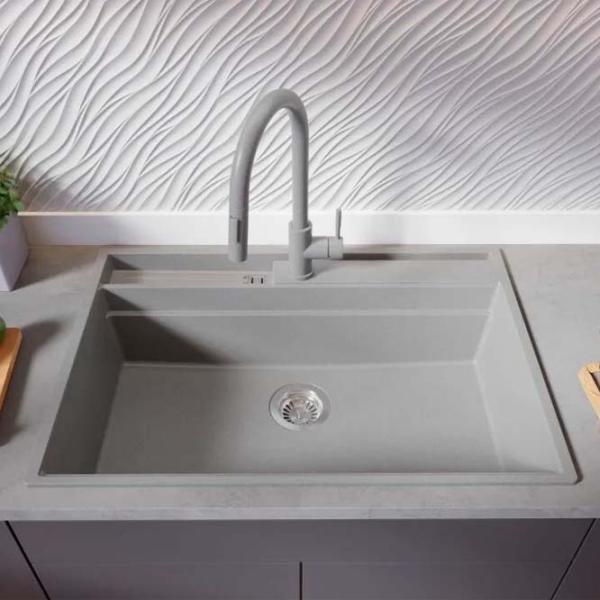 Кухонная мойка PRIMAGRAN OSLO 80 Pocket Multilevel 53 x 78 / Гранит / Серый photo 7