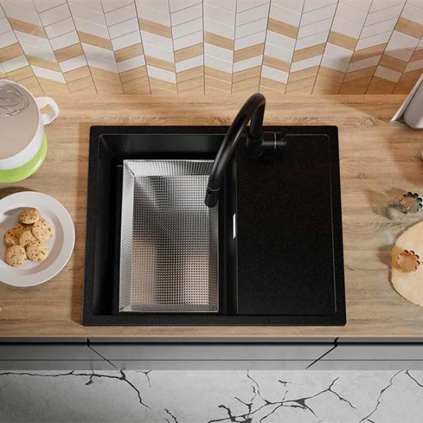 Кухонная мойка PRIMAGRAN IBIZA 620-45 50 x 62 / Гранит / Черный photo 2