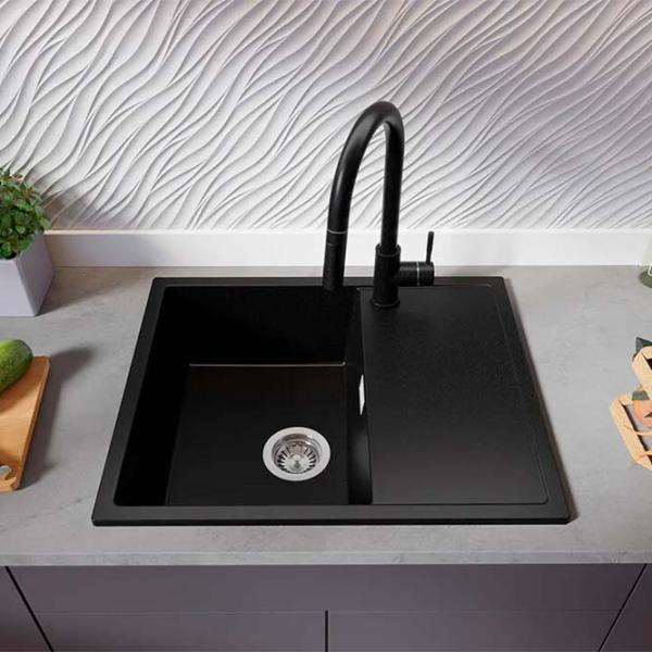 Кухонная мойка PRIMAGRAN IBIZA 620-45 50 x 62 / Гранит / Черный photo 4