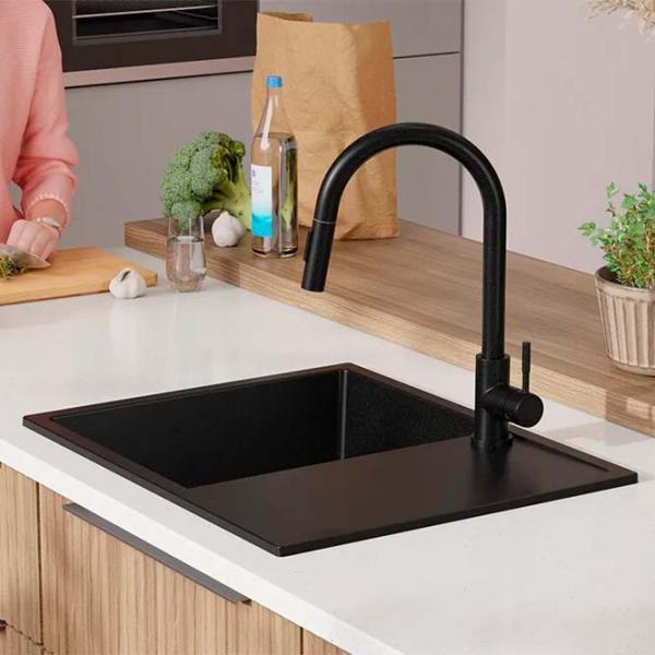 Кухонная мойка PRIMAGRAN IBIZA 620-45 50 x 62 / Гранит / Черный photo 7
