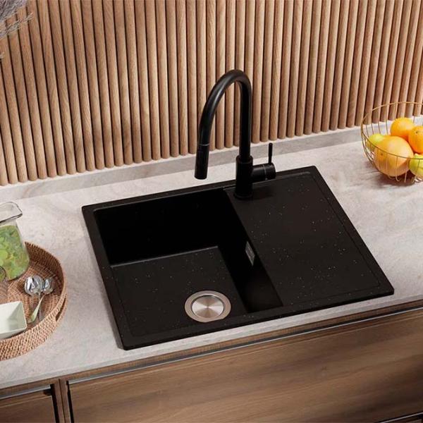 Кухонная мойка PRIMAGRAN IBIZA 620-45 50 x 62 / Гранит / Черный металлик photo 3