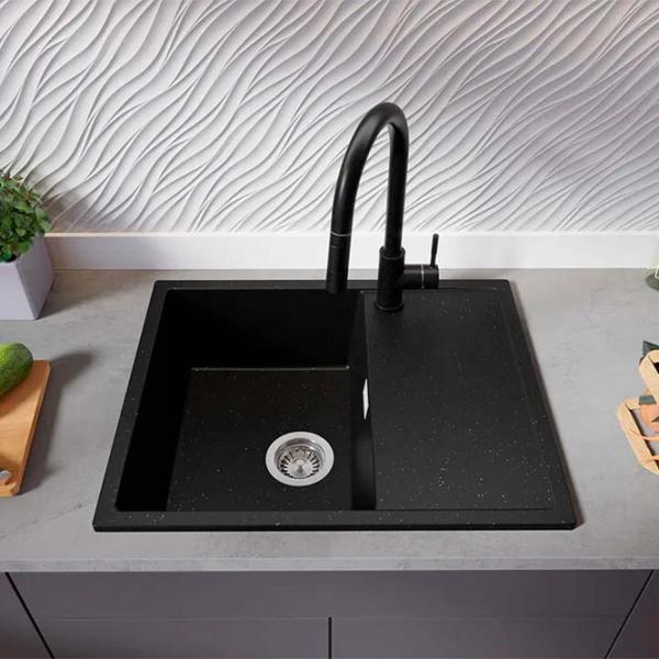 Кухонная мойка PRIMAGRAN IBIZA 620-45 50 x 62 / Гранит / Черный металлик photo 4