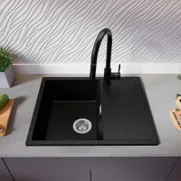 Chiuvetă PRIMAGRAN IBIZA 620-45 50 x 62 / Granit / Black Metalic photo 4
