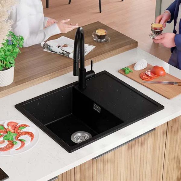 Кухонная мойка PRIMAGRAN IBIZA 620-45 50 x 62 / Гранит / Черный металлик photo 5