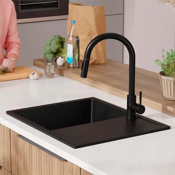 Кухонная мойка PRIMAGRAN IBIZA 620-45 50 x 62 / Гранит / Черный металлик photo 6