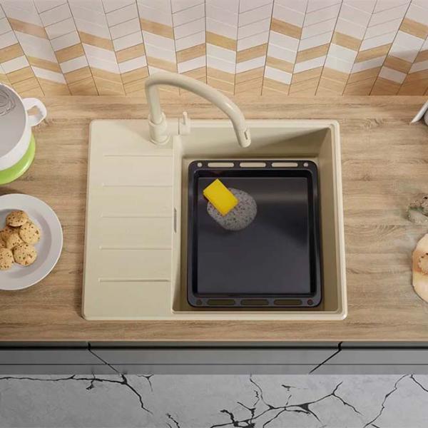 Кухонная мойка PRIMAGRAN COPENHAGEN 620-50 Top 50 x 62 / Гранит / Бежевый photo 3