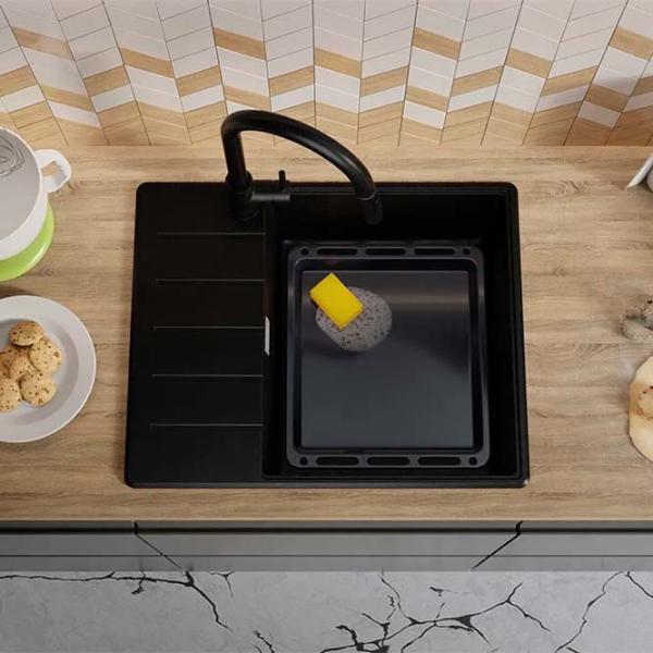 Кухонная мойка PRIMAGRAN COPENHAGEN 620-50 Top 50 x 62 / Гранит / Черный photo 2