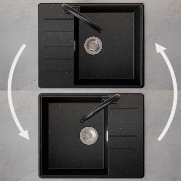 Кухонная мойка PRIMAGRAN COPENHAGEN 620-50 Top 50 x 62 / Гранит / Черный металлик photo 4